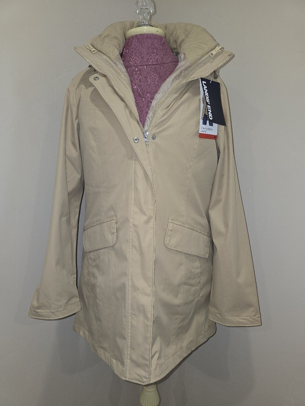 Lands' End Ladies' 3-in-1 Systems Jacket Beige Vest NWT New Size Medium